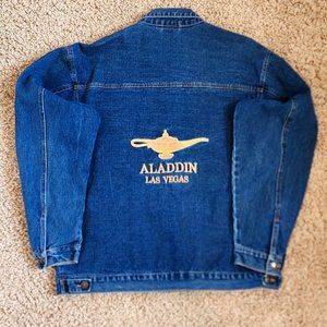 Las Vegas Retired Aladdin Casino Embroidered Genie Lamp Jean Denim Jacket Coat